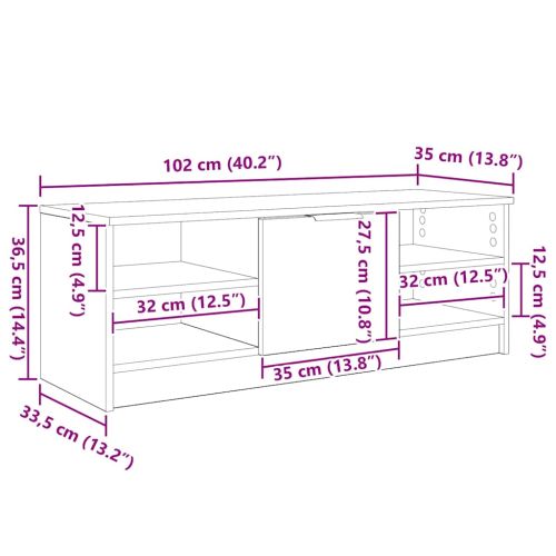 ТВ шкаф Черния дъб 102 x 35 x 36,5 см Инженерно дърво