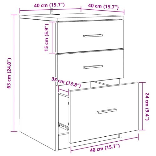 Нощен шкаф Черния дъб 40 x 40 x 63 см Инженерно дърво