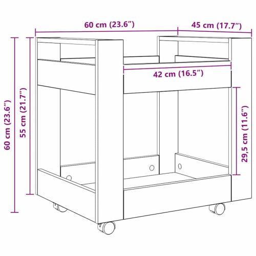Бюро количка Дъб 60 x 45 x 60 см Инженерно дърво