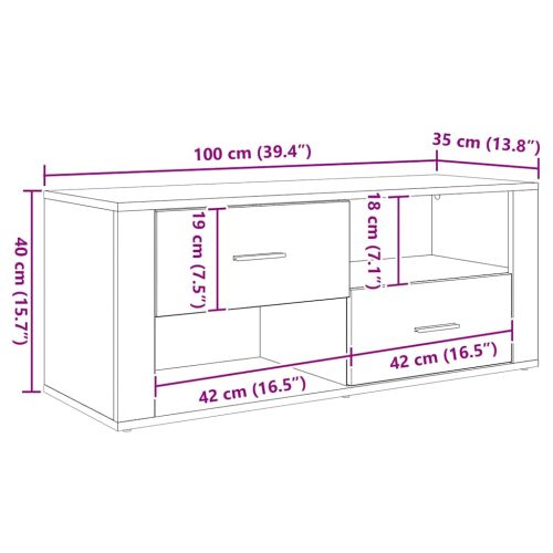 ТВ шкаф с чекмедже Старо дърво 100 x 35 x 40 см Инженерно дърво
