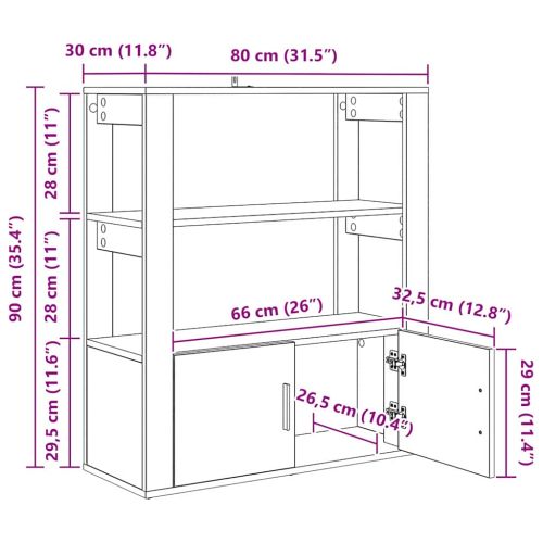 Служебен шкаф дъб артизан 30 x 80 x 90 см Инженерно дърво