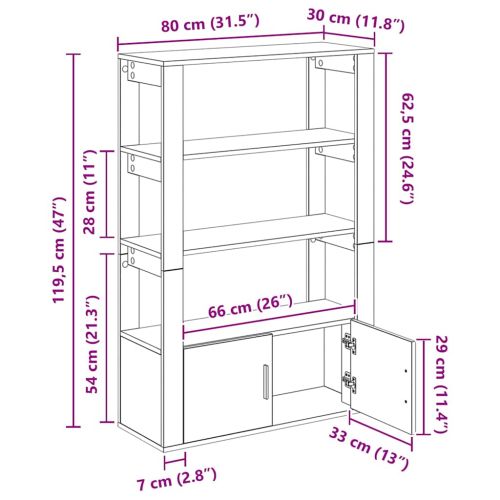 Служебен шкаф дъб артизан 30 x 80 x 119.5 см Инженерно дърво