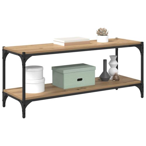 ТВ шкаф Дъб 100x33x41см Инженерна дървесина и желязо