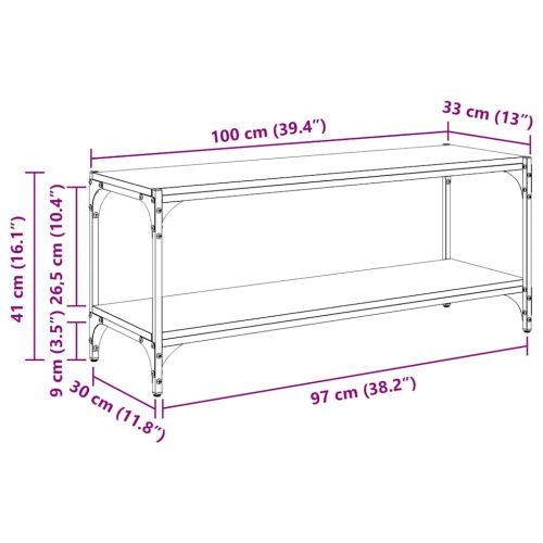 ТВ шкаф Черния дъб 100x33x41см Инженерна дървесина и желязо
