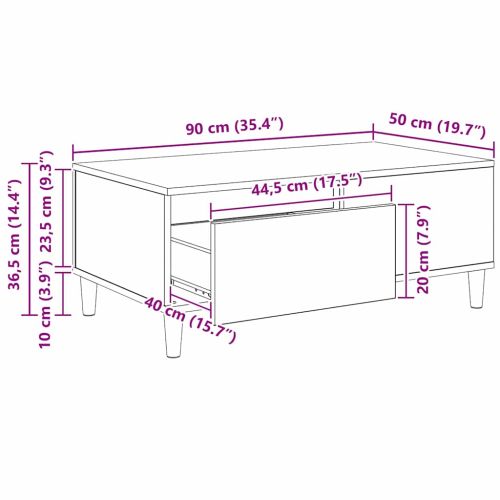 Масичка за кафе Черния дъб 90 x 50 x 35 cm Инженерно дърво