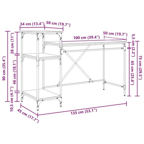 Бюро Старо дърво 135 x 50 x 90 cm Инженерно дърво