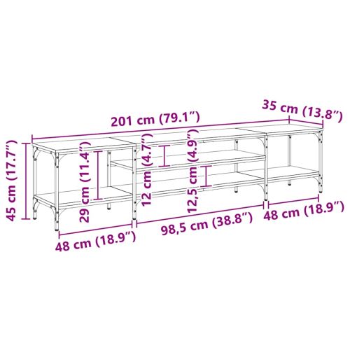 ТВ шкаф Старо дърво 201 x 35 x 45 см