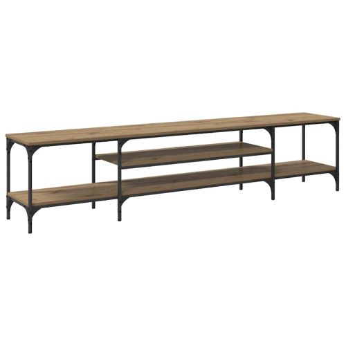 ТВ шкаф Дъб 201 x 35 x 45 см Инженерна дървесина и желязо