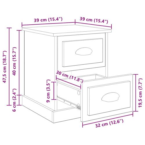 Нощен шкаф Черния дъб 39 x 39 x 47.5 см Инженерно дърво