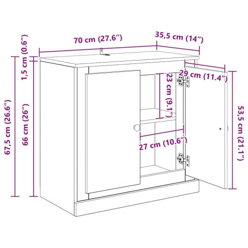 Служебен шкаф Черния дъб 70 x 35,5 x 67,5 см Инженерно дърво