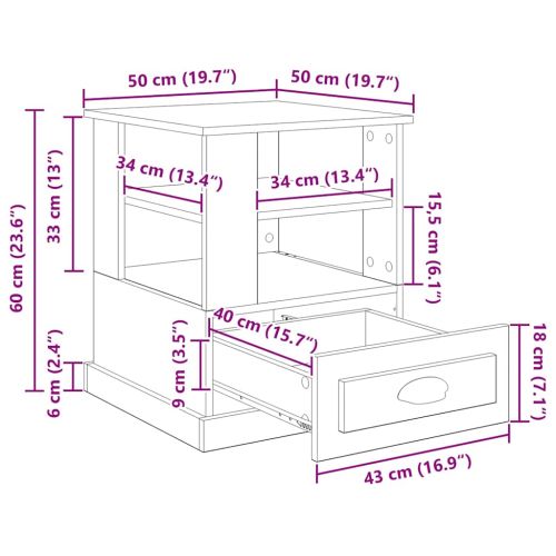 Нощен шкаф с чекмедже Дъб 50 x 50 x 60 cm Инженерно дърво