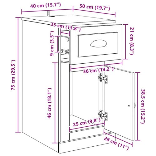 Страничен шкаф Дъб 40 x 50 x 75 см Инженерно дърво