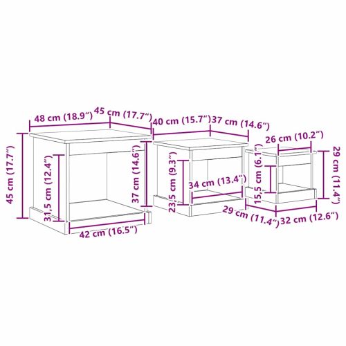 Масичка за кафе 3 pcs Старо дърво Инженерно дърво