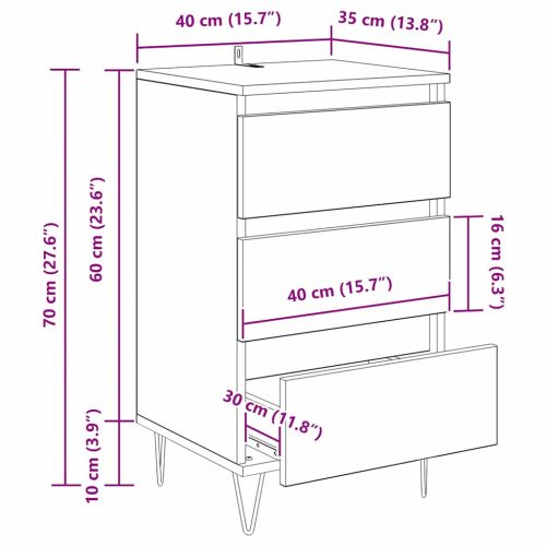 Служебен шкаф с чекмедже Черния дъб 40 x 35 x 70 см