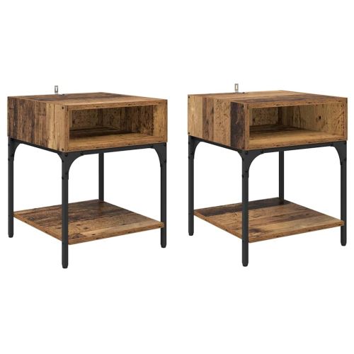 Нощно шкафче 2 pcs Старо дърво 40 x 40 x 50 cm Инженерно дърво