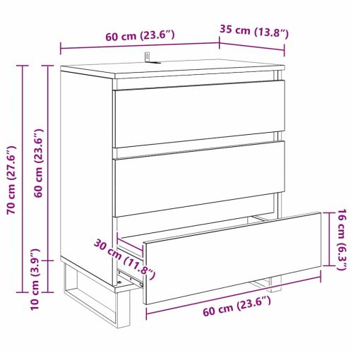 Служебен шкаф Старо дърво 60 x 35 x 70 cm Инженерно дърво