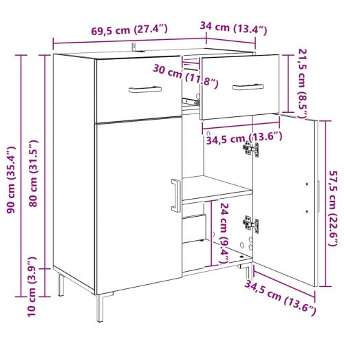 Служебен шкаф Старо дърво 69,5 x 34 x 90 см Инженерно дърво