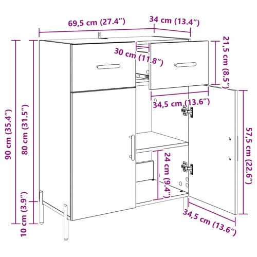 Служебен шкаф с чекмедже Дъб 69,5 x 34 x 90 см Инженерно дърво