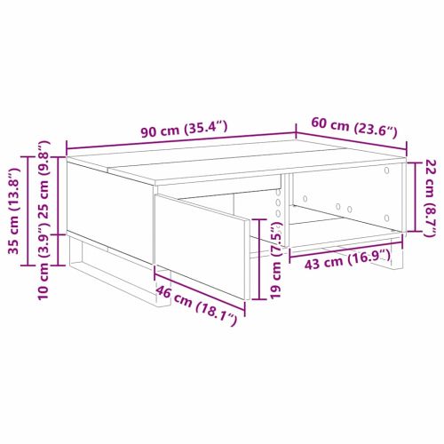 Масичка за кафе Дъб 90 x 60 x 35 cm Инженерно дърво