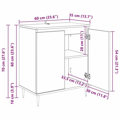 Служебен шкаф Черния дъб 60 x 35 x 70 cm Инженерно дърво