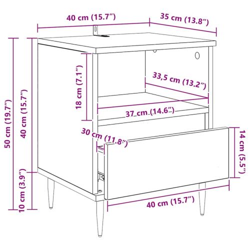 Нощен шкаф с чекмедже Дъб 40 x 35 x 50 см Инженерно дърво