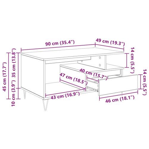 Масичка за кафе Черния дъб 90 x 49 x 45 см Инженерно дърво