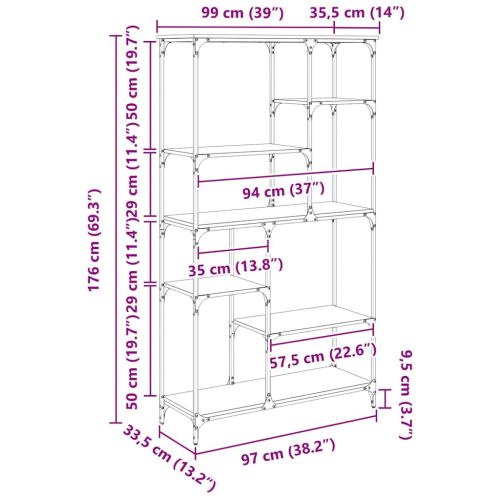 Рафт за книги Дъб 99 x 35,5 x 176 cm Инженерно дърво