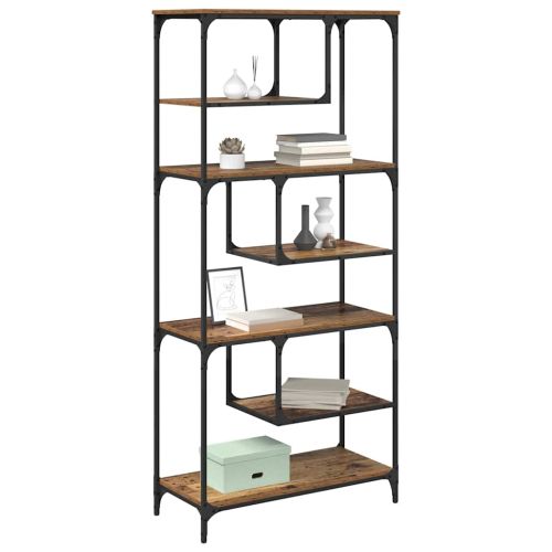 Библиотека Старо дърво 81 x 36 x 176 см Инженерно дърво