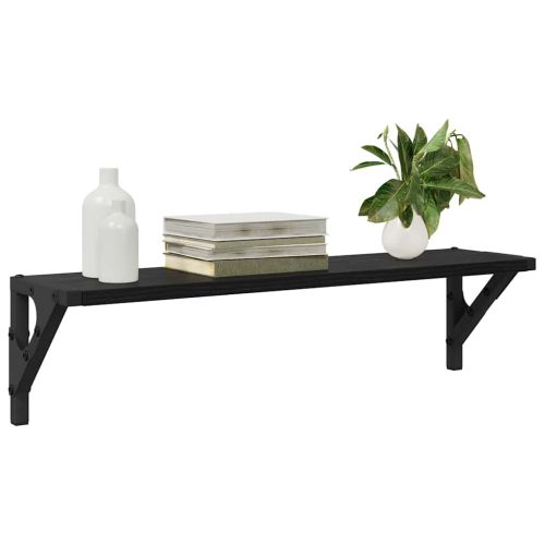 Стени за рафтове с рафт 2 pcs Черния дъб 60 x 15 x 15,5 cm