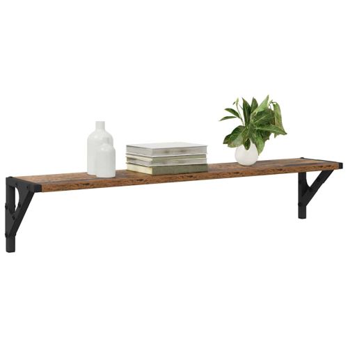 Стени за рафтове с рафт 2 pcs Старо дърво 80 x 15 x 15,5 cm