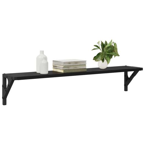 Стени за рафтове с рафт 2 pcs Черния дъб 80 x 15 x 15,5 cm