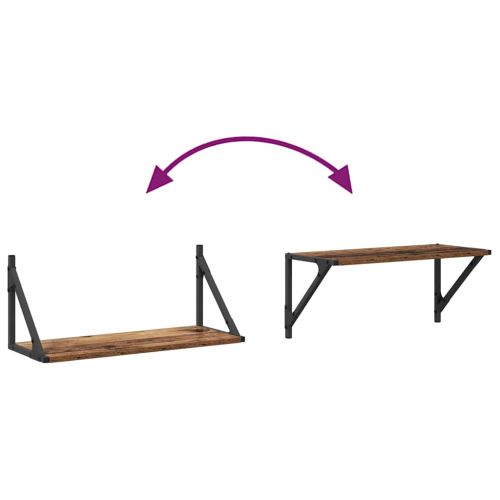 Стени за рафтове с рафт 2 pcs Старо дърво 60 x 25 x 25,5 cm