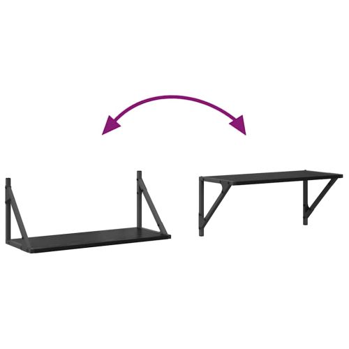 Стени за рафтове с рафт 2 pcs Черния дъб 60 x 25 x 25,5 cm