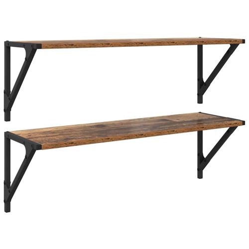 Стени за рафтове с рафт 2 pcs Старо дърво 80 x 25 x 25,5 cm