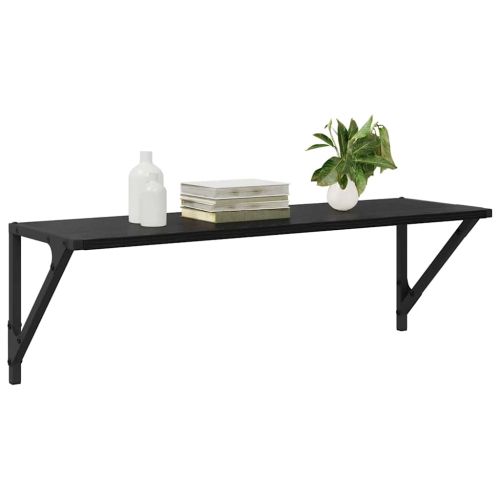 Стени за рафтове с рафт 2 pcs Черния дъб 80 x 25 x 25,5 cm