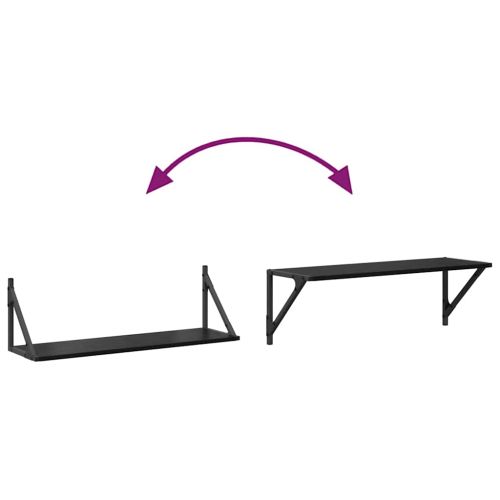 Стени за рафтове с рафт 2 pcs Черния дъб 80 x 25 x 25,5 cm