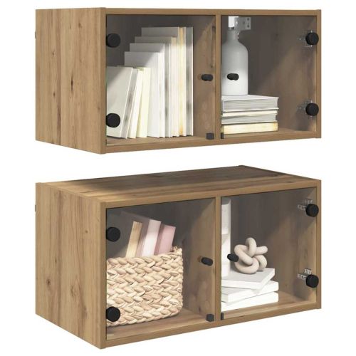 Стенни шкафове 2 pcs Дъб 68 x 37 x 35 см Инженерно дърво