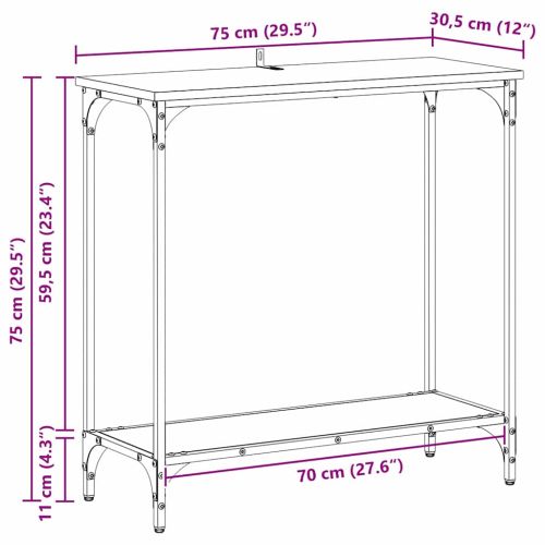 Конзолна маса Старо дърво 75 x 30.5 x 75 см Инженерно дърво