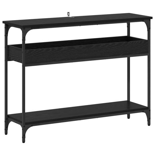 Конзолна маса с рафт Черен дъб 100 x 29 x 75 см Инженерно дърво