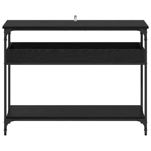 Конзолна маса с рафт Черен дъб 100 x 29 x 75 см Инженерно дърво