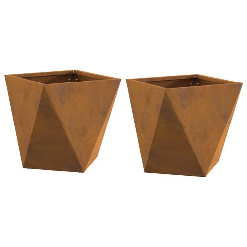 Кашпа 2 pcs Ръждясало 30 x 30 x 30 cm Патинираща стомана