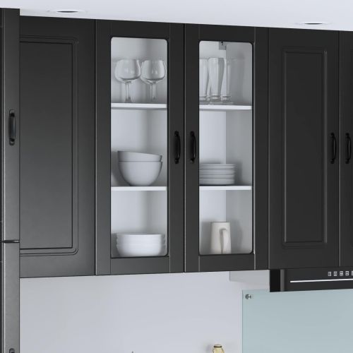 Горен кухненски шкаф Черно 80 x 31 x 100 см Инженерно дърво