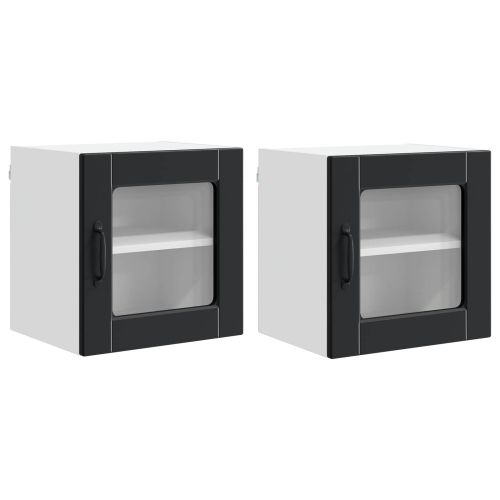 Кухненски шкаф 2 pcs Черно 40 x 31 x 40 см Инженерно дърво