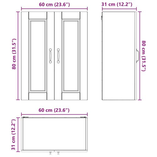Кухненски шкаф с рафт Черно 60 x 31 x 80 см Инженерно дърво