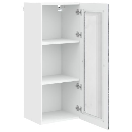 Горен кухненски шкаф с рафт с врата Сив Сонома 40 x 31 x 100 см