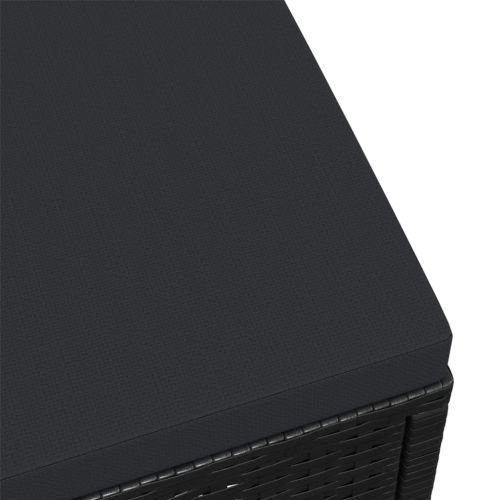 Градинска табуретка с възглавница, черна, полиратан