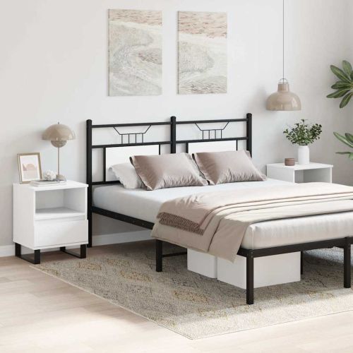 Нощни шкафчета, 2 бр, бели, 40x35x50 см, инженерно дърво