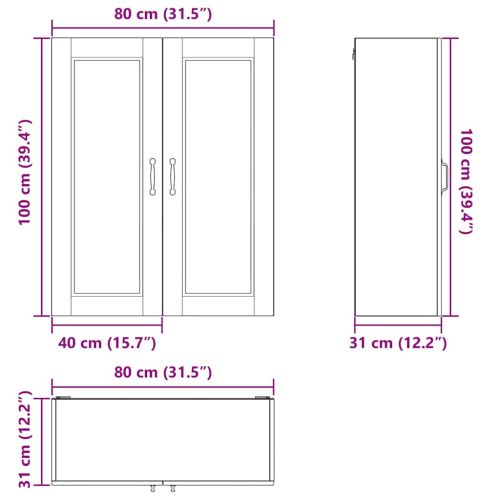 Кухненски шкаф с рафт Бяло 80 x 31 x 100 см Инженерно дърво