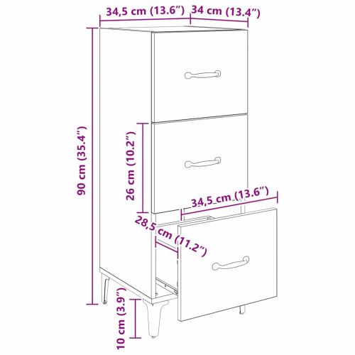 Служебен шкаф Черния дъб 34,5 x 34 x 90 см Инженерно дърво
