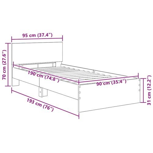 Рамка за легло с таблото Черния дъб 90 x 190 cm Инженерно дърво